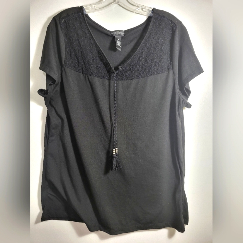 Karen Brooks black short sleeve tunic women's 1X  #2110